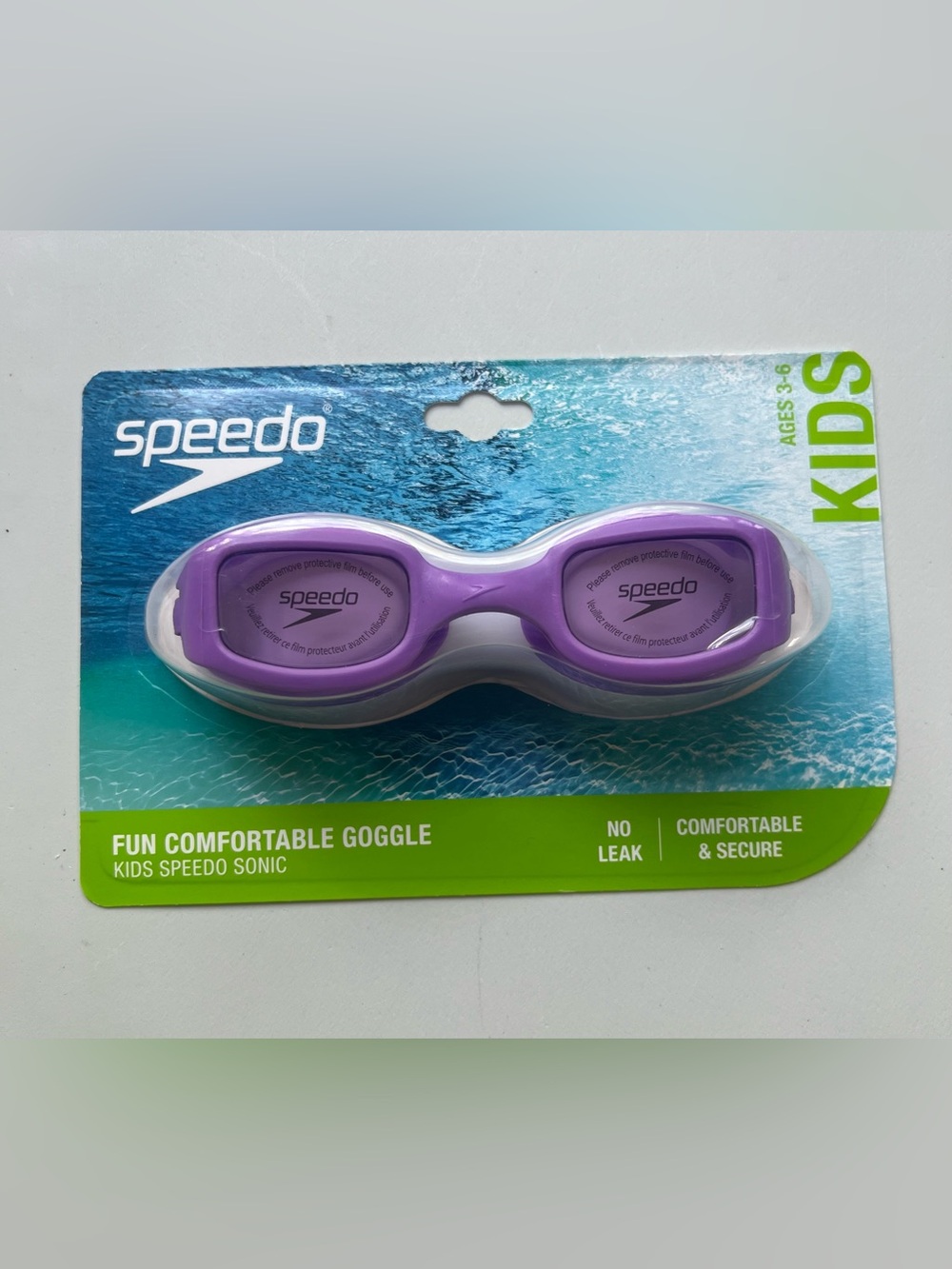 Speedo Kids' Sonic Swim Goggles - Purple:
Anti-Fog, Adjustable Strap, Ages 3-6